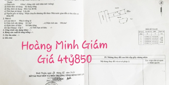 Nhà mặt tiền đường Hoàng Minh Giám