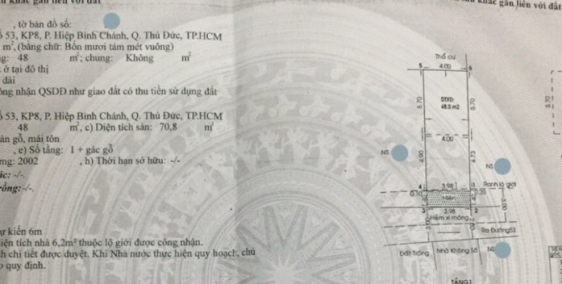 bán nhà đường 53 hiêp bình chánh , 48m2