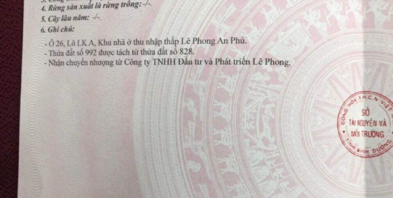 BÁN GẤP LÔ ĐẤT TRONG KHU DÂN CƯ HIỆN HỮU AN PHÚ BÌNH DƯƠNG