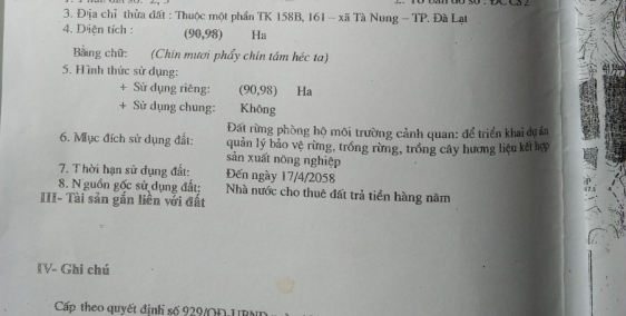 Bán hơn 90 ha đất tại Tà Nung, Đà Lạt. Pháp lý rõ ràng, liên hệ 0911175188.