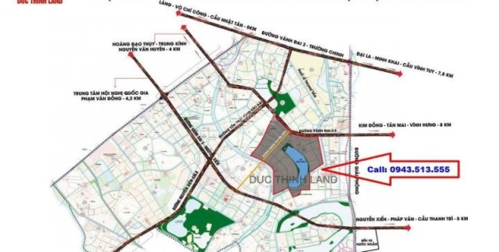 Bán đất nền LK DA Đại Kim Định Công, Đường 13,5m, giá sở hữu 2,4 ty/căn 96m2