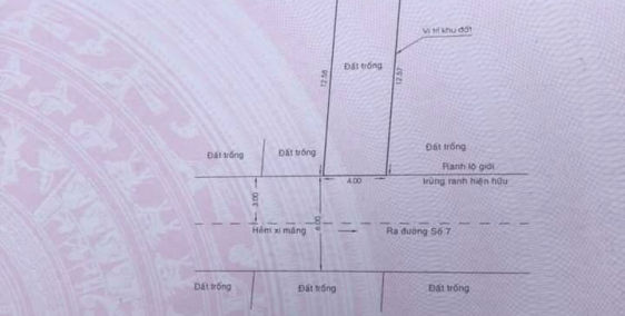 Cần bán gấp 52m2 đất ngay MT đường số 7, gần khu dân Cư Sitta, SHR, giá 3.45 tỷ