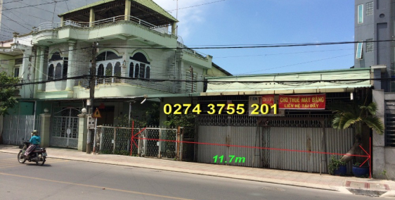 Mặt bằng cho thuê 11.7m (Chơ Lái Thiêu)