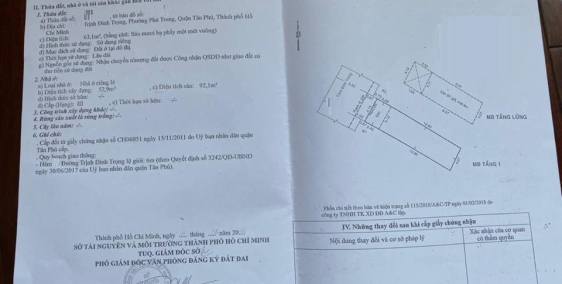 Bán nhà 4 x16m.6.7 tỷ,Hẻm 6m Trịnh Đình Trọng .P. Phú Trung .Q Tân Phú.TPHCM