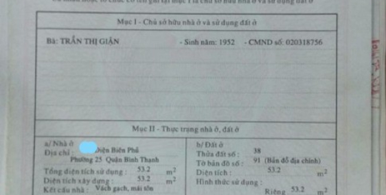 Cần bán căn nhà 2 mặt tiền ĐBP phường 25 quận Bình Thạnh 0932645472