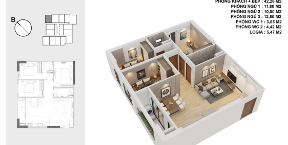 Bán căn 3 ngủ dự án Viễn Đông Star Hà Nội. Chỉ 23tr/m2. 90,6m2. Đông Bắc