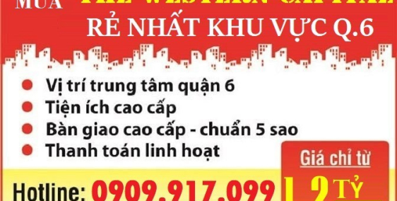Căn hộ Quận 6 chỉ 1,3 tỷ - The Western Capital - Mua giá gốc CĐT