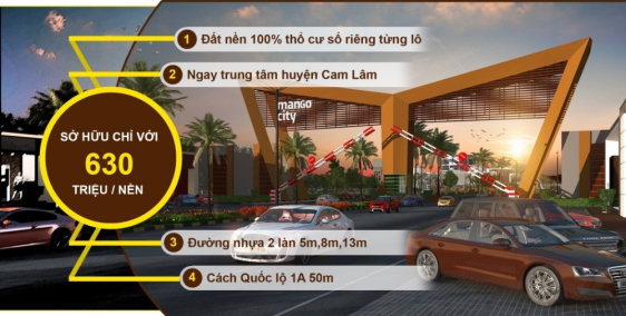 DỰ ÁN MANGO CITY GIAI ĐOẠN 2 giá 630 triệu/nền
