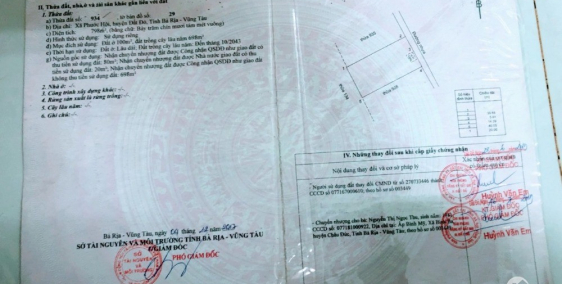 800m2 đất tại Đất Đỏ (Brvt) gần biển Phước hải, Lộc an có 100m2 thổ cư bán rẻ.