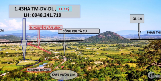 Bán gấp 1.33 hecta đất cạnh café Vườn Liêm khu TTC Tà Cú TM-DV-DL