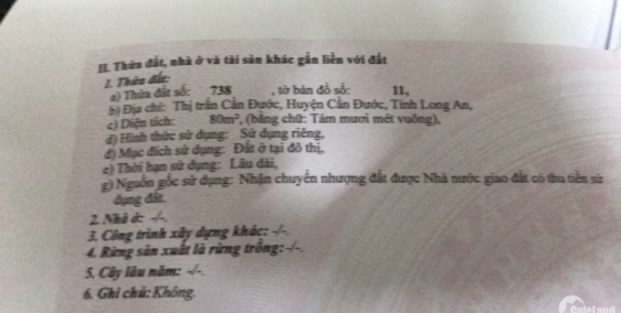 Cần Bán đất ODT thị trấn Cần Đước Sổ Hồng Đầy Đủ .