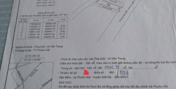 Bán đất mặt tiền đường ven biển, xã Phước Hội, H. Đất Đỏ, BRVT, 10tr/m2