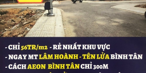 Đất nền thổ cư KDC Lâm Hoành, 60m2 sổ hồng riêng, cách AEON Mall Bình Tân 3 phút