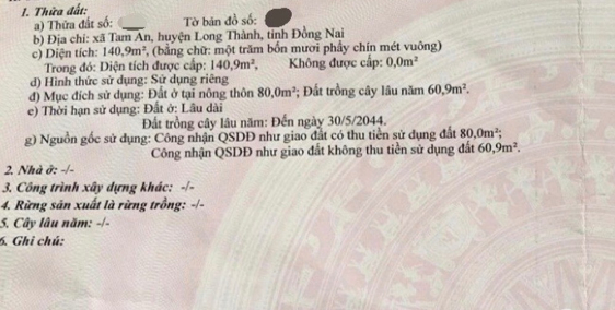 Đất Nền Tam An Chính chủ - xây Nhà Vườn - xây trọ CN