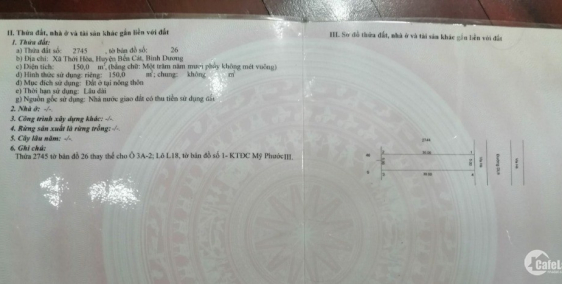 Bán đất ô 3A-2, L18 tờ bản đồ số 1 khu đô thị Mỹ Phước 3.