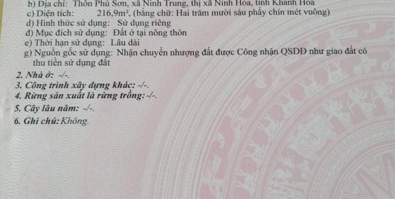 Lô đất nền đẹp, vuông vức giá đầu tư xã Ninh Trung, thị xã Ninh Hòa