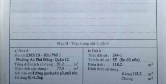 Bán nhà phố đường vườn lài an Phú đông quận 12