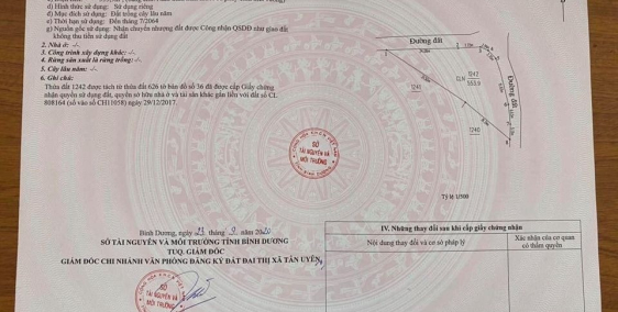 chính chủ, cần bán gấp lô đất ở phường vĩnh tân, tân uyên, bình dương. vsip2