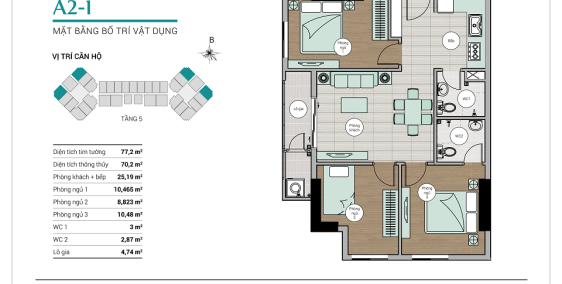 Cho thuê căn góc 3pn 2WC Centum Wealth Q. 9