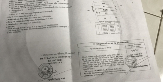 Cần tiền trả nợ bán 144m²  đất Thạnh Xuân Q.12 giá 3 tỷ