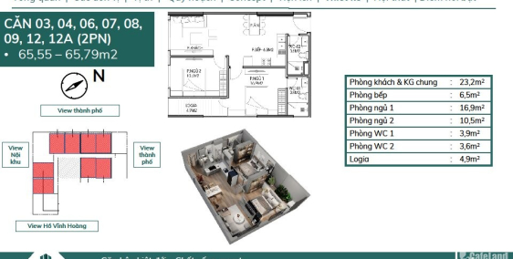 Bán căn 2PN đẹp nhất dự án Feliz Homes giá 2 tỷ, hướng Đông Nam diện tích 65m2