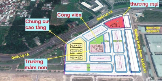 Giá CĐT, khu đô thị Bàu Xéo, MT QL1A, TT Trảng Bom, thổ cư 100%