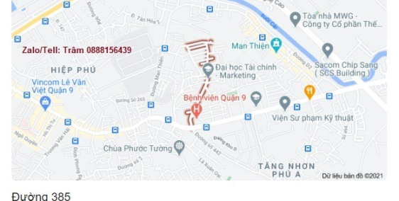 Bán mặt bằng kinh doanh nở hậu đường 385 phường Tăng Nhơn Phú A