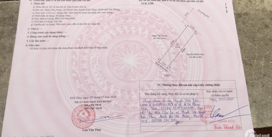 Bán lô đất thổ cư xã Thanh Sơn-Kiến Thụy, 132.6m²(MT 5.1m) đường 21m