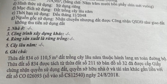 Đất Vĩnh Tân trên đường trường lái dt 515m2 giá 3.1tỉ  có 240m thổ cư