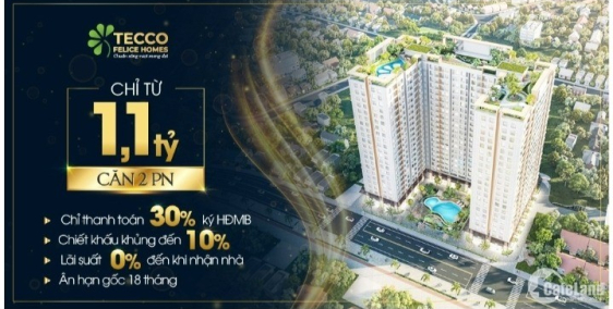 Căn hộ Tecco Felice Homes giá chỉ từ 1.1 tỷ/căn, TT 200 triệu sở hữu ngay