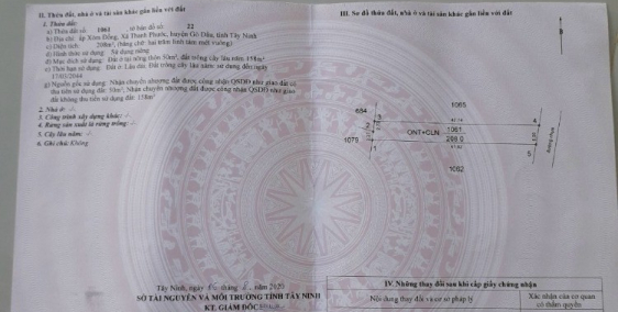 Đất mặt tiền đường nhựa ở Xóm Đồng, Thanh Phước, Gò Dầu,Tây Ninh,sổ sẳn.