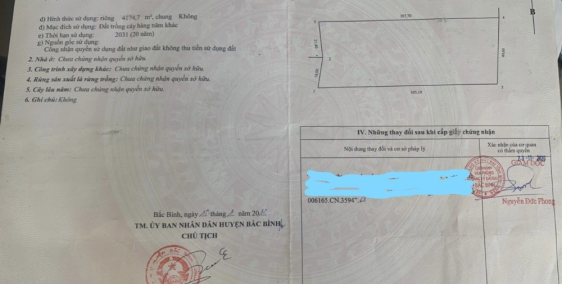 Bán đất TT Chợ Lầu 4174m2 sát đường liên huyện giá 500 triệu.Sổ hồng riêng