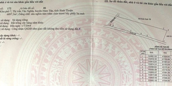 BÁN ĐẤT MẶT TIỀN NGANG 180x41M- 1 TỶ 8- TÂN NGHĨA- BÌNH THUẬN