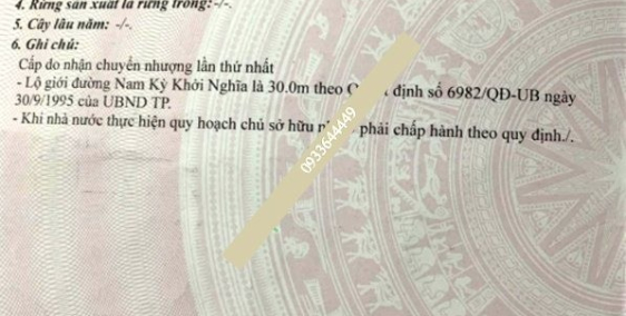 Bán Nhà 287 Nam Kỳ Khởi Nghĩa, phường 7, Quận 3, 42.4m2, 33 tỷ - 0933644449