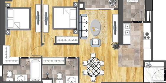 Bán cắt lỗ căn hộ 2PN chung cư cao cấp 6Th Element, Tòa M ( 2908)