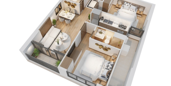 Bán căn hộ 2PN + 2 VS chung cư La Fortuna. Tặng 1 cây vàng.