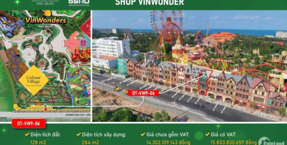 Bán Shophouse VinWonder Phú Quốc.Diện tích 284m2.Giá 14,3 tỷ. Liên hệ 0912195426