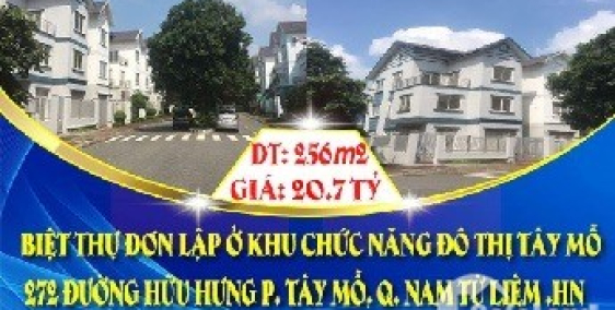 CHÍNH CHỦ BÁN BIỆT THỰ ĐƠN LẬP Ở KHU CHỨC NĂNG ĐÔ THỊ TÂY MỖ - GIÁ ƯU ĐÃI