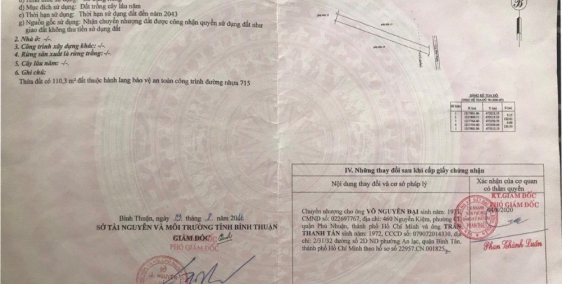 Bán lô đất 1183 m2 mặt tiền đường 715 sấn bay Phan Thiết