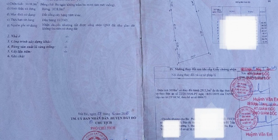 Bán 2,9 sào đất tại thị trấn Đất Đỏ, huyện Đất Đỏ