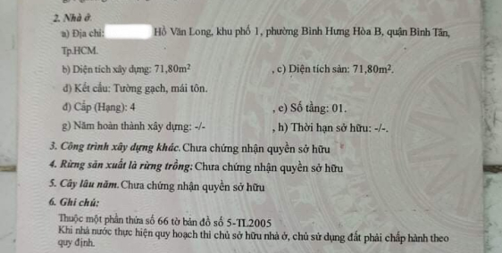 Chủ nợ hối bán nhanh 3.3 tỷ nhà 81m2 ngay Gò Mây Bình Tân