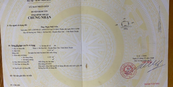 Cần Bán Lô 57x50m Đường Nhánh Số 3 Sơn Mỹ - Bình Thuận