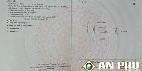 Cần bán lô đất tại Dương Quan, Thủy Nguyên, Hải Phòng