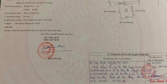 lô đất s 225m ngang 13.5m , tú sơn, kiến thụy, hải phòng.gần đường bộ ven biển