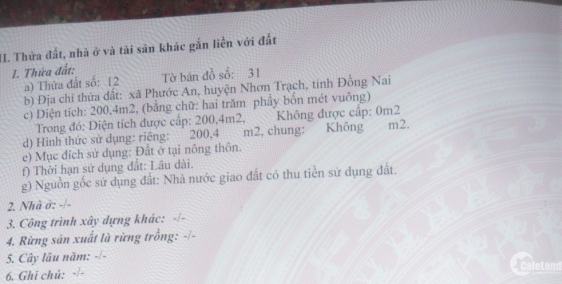 Bán đất Phước An Long Thọ- Nhơn Trạch-Đồng Nai ( chính chủ )