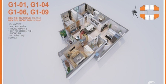 Cần Bán Căn Góc 3PN 97m2 Tầng 7 Hướng Phòng Khách Hồ Sài Đồng, Full Tiện Ích Cấp