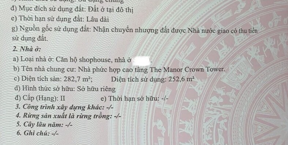 Bán nhà  shophouse tại dự án “The Manor Crown Huế”