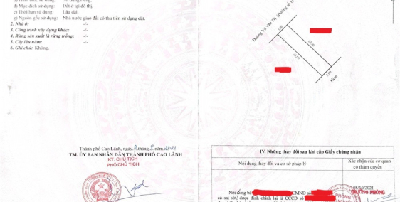 Đất thổ cư 5x23 mặt tiền đường Võ Văn Trị - P.Hòa Thuận-TP. Cao Lãnh-Đồng Tháp