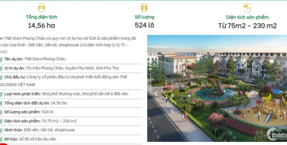 KĐT TNR Stars Phong Châu - Phù Ninh - Phú Thọ