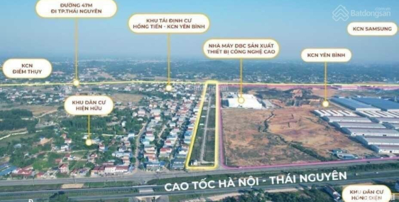 Cần bán lô đất 108m2 (6x18m) 2 mặt tiền KĐT Hồng Tiến, Phổ Yên, Thái Nguyên